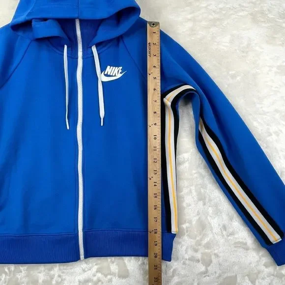 Nike Hooded Sweatshirt Womens Size Small Blue Retro Full Zip Track Jacket Hoodie - Picture 10 of 15